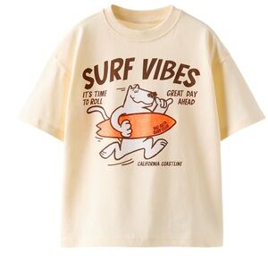 Zara Big Olita Surf Vibes Kids T-Shirt - Cream